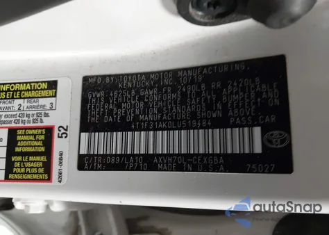 2020 Toyota Camry Xle Hybrid z USA, uszkodzony, nr VIN 4T1F31AK0LU519484